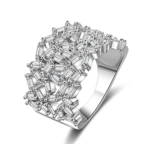 Sterling silver princess cut ring - Picture 4 of 6